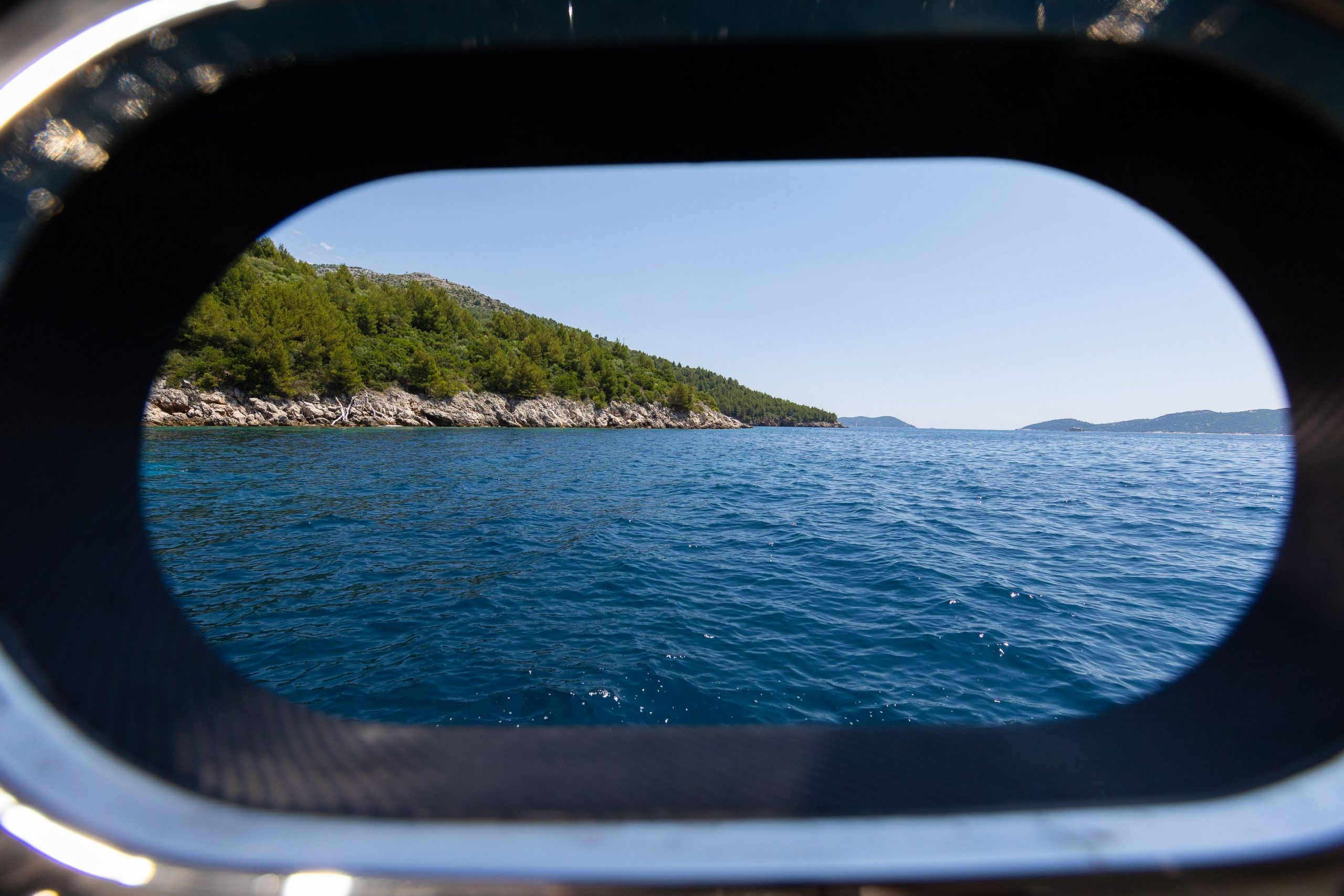 view from the cabin on board private motor yacht on the adriatic sea